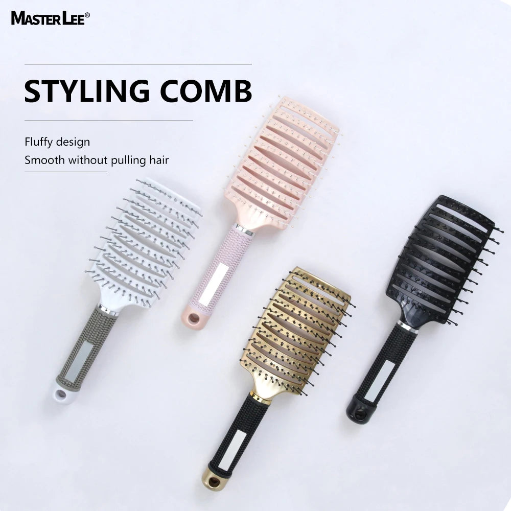 Factory Masterlee Brand Waterproof Vented Hair Curved Comb Hair Brush Nylon Teeth Massage the Scalp Detangling Hair Brush