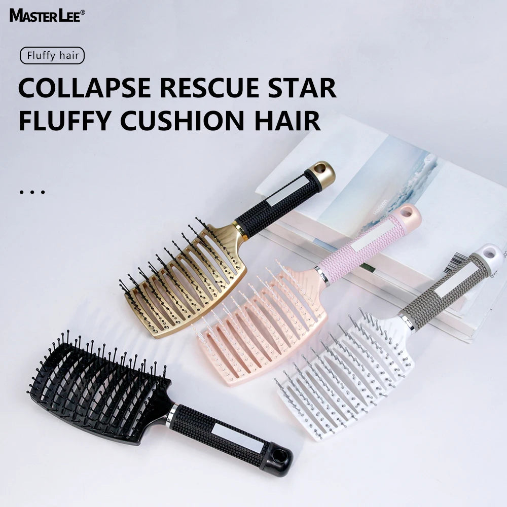 Factory Masterlee Brand Waterproof Vented Hair Curved Comb Hair Brush Nylon Teeth Massage the Scalp Detangling Hair Brush