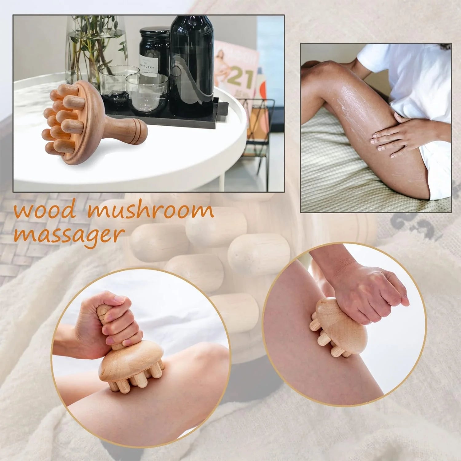 Soothing Anti Cellulite Massager Wooden 6pcs/set Wood Therapy Tools Massage Set Gua Sha Kit Wood Therapy Massage Tools