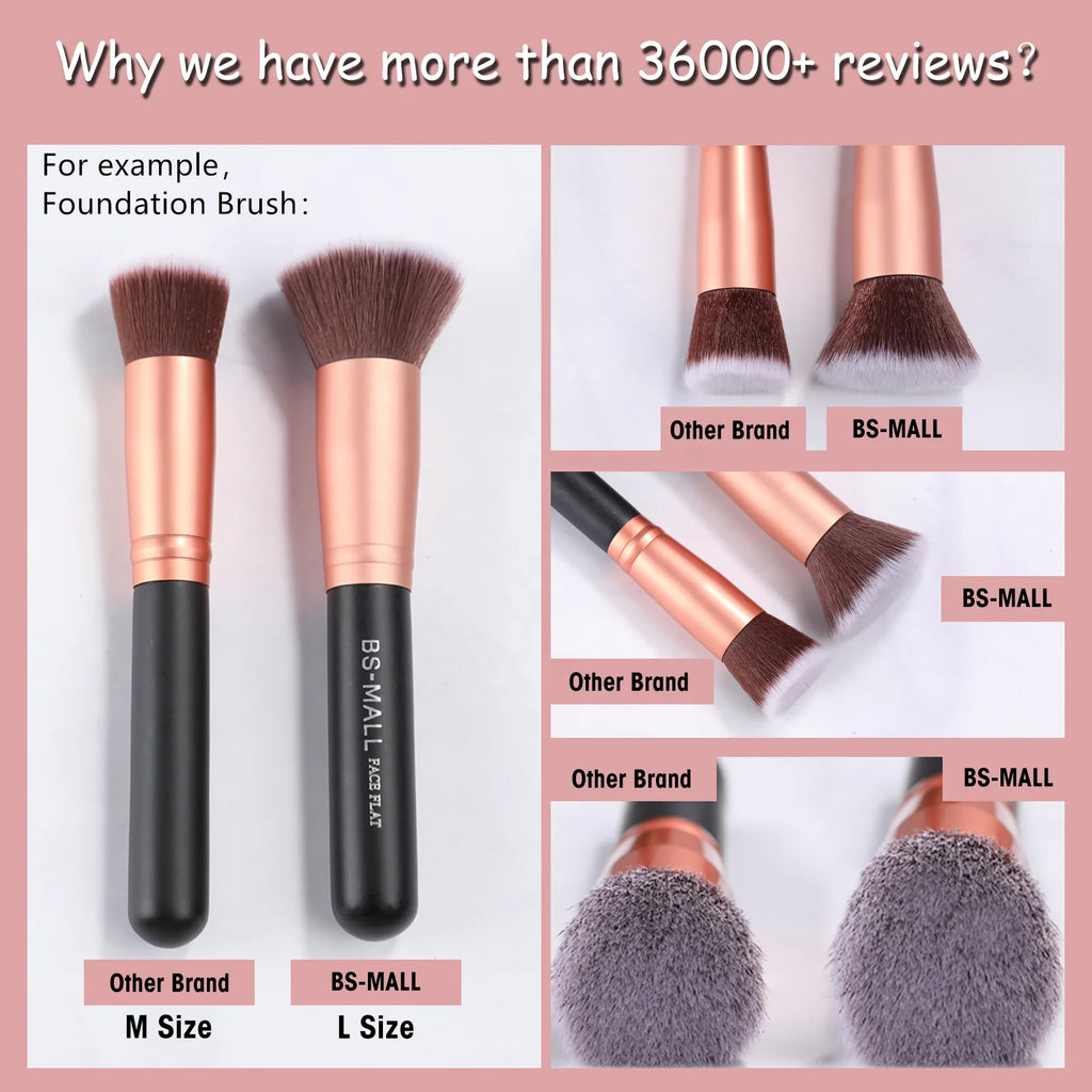 BS-MALL 14pcs Rose Gold Makeup Brush Set Private Label Custom Logo Synthetic Wooden Hanlde Vegan Best Seller Makeup Brushes
