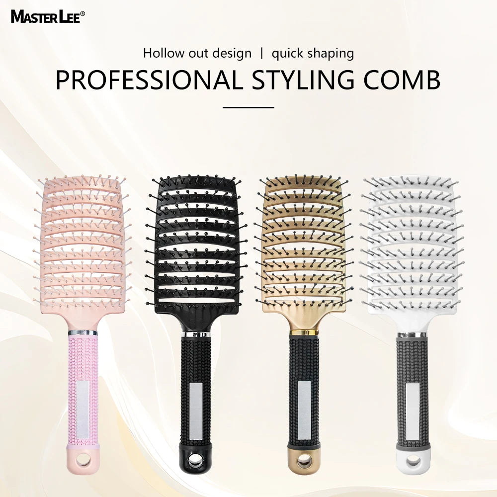Factory Masterlee Brand Waterproof Vented Hair Curved Comb Hair Brush Nylon Teeth Massage the Scalp Detangling Hair Brush