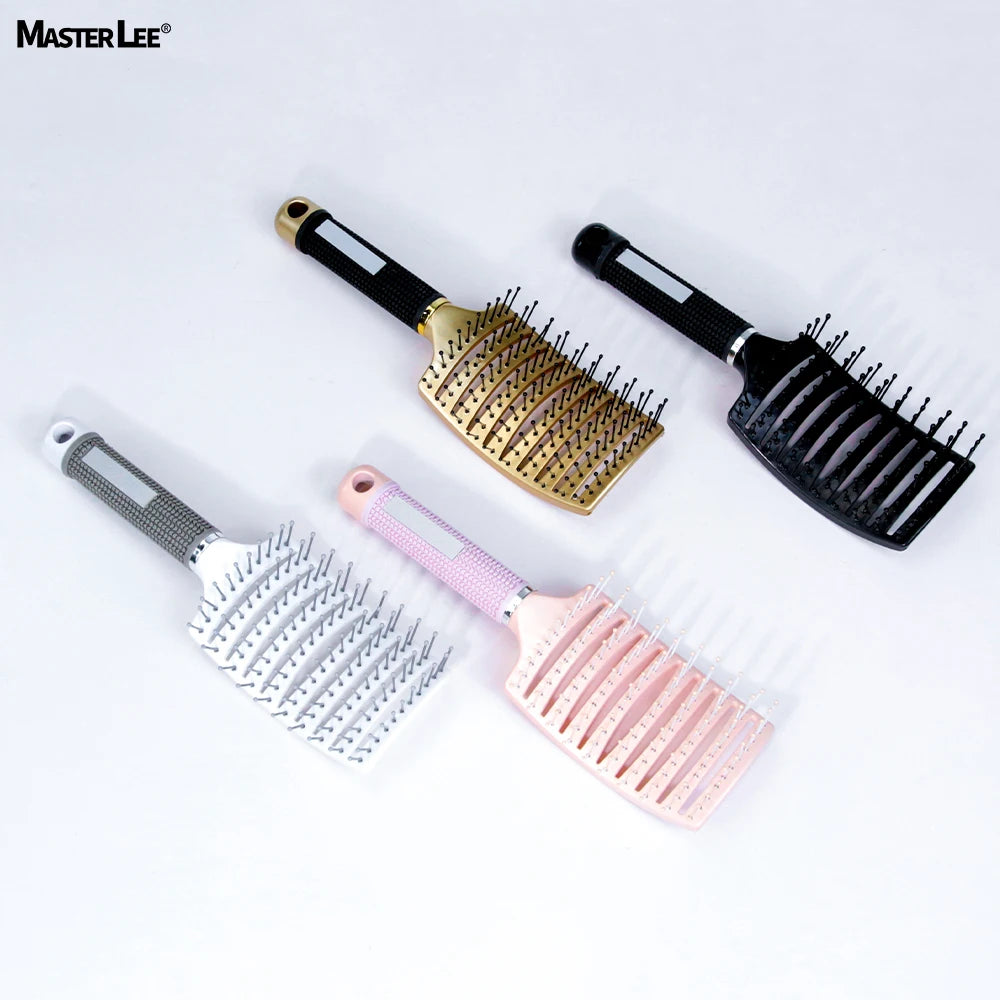 Factory Masterlee Brand Waterproof Vented Hair Curved Comb Hair Brush Nylon Teeth Massage the Scalp Detangling Hair Brush