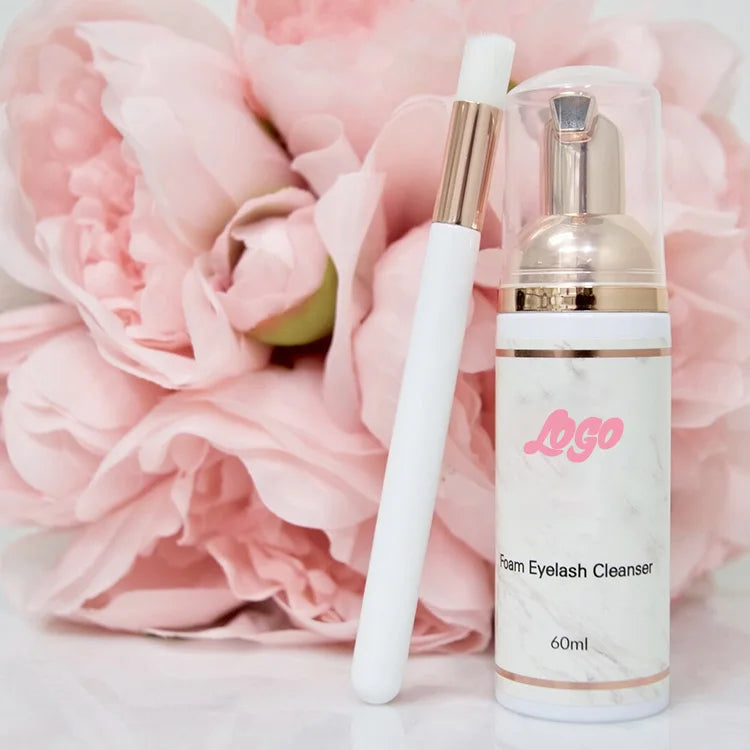 Tear Free Vegan Friendly Private Label Eyelash Extension Foam Cleanser Lash Bath Blue Lashes Wash Shampoo With Shampoo Brush