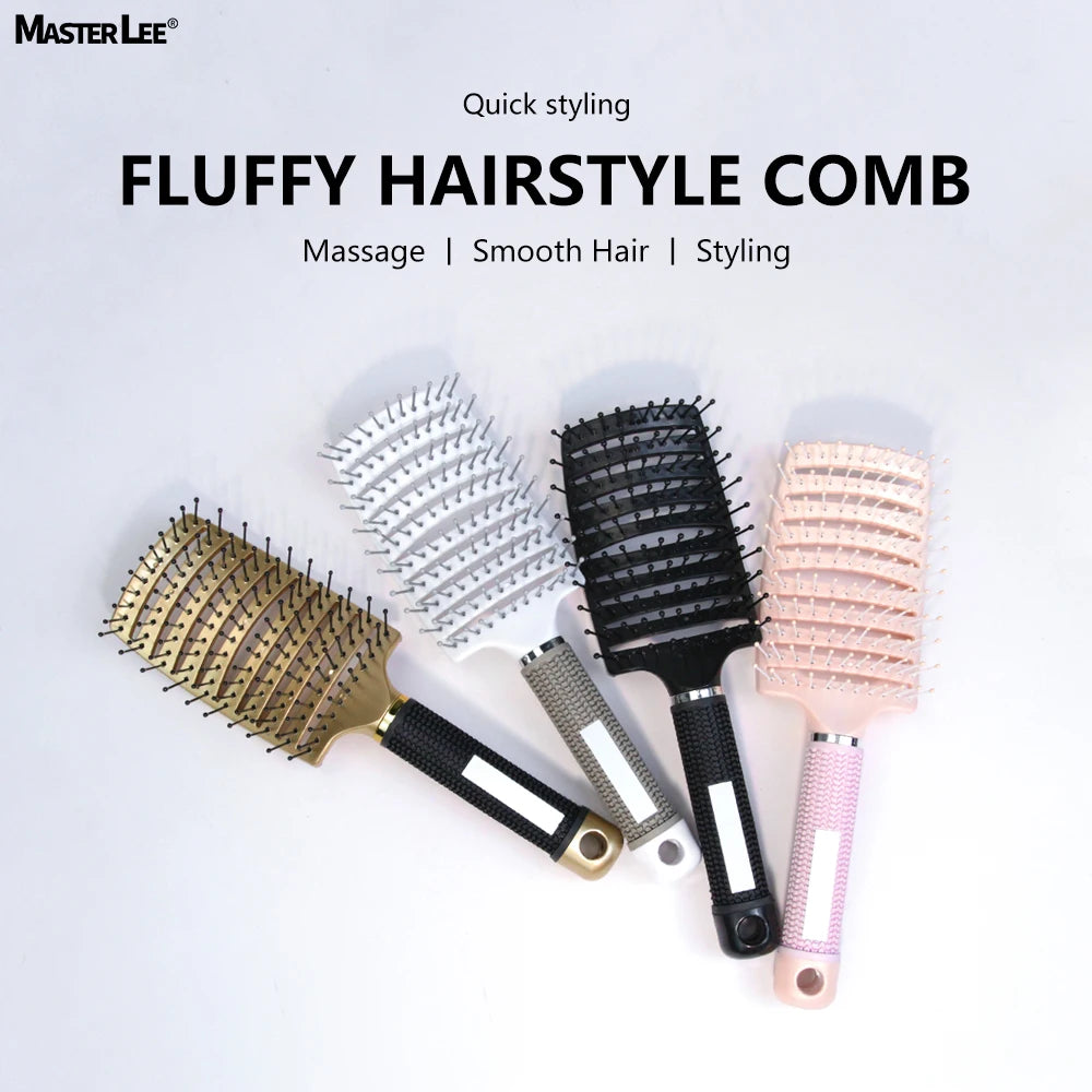 Factory Masterlee Brand Waterproof Vented Hair Curved Comb Hair Brush Nylon Teeth Massage the Scalp Detangling Hair Brush