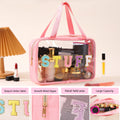 Cross-border Hot Selling Large Capacity Toiletry Bag Double Hand Storage Bag PVC Transparent Bag Travel STUFF Letter Cosmetic Bag