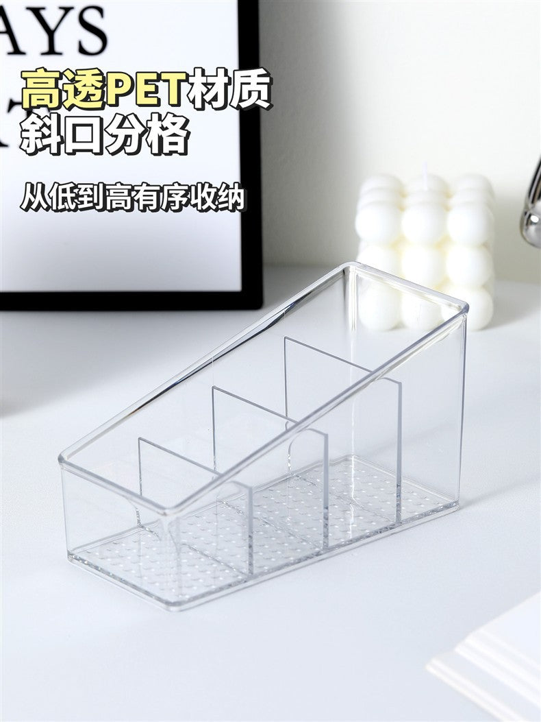 Desktop Cosmetics Storage Box, Dressing Table, Skin Care Product Storage Shelf, Acrylic Dormitory Transparent Compartment Lipstick Box