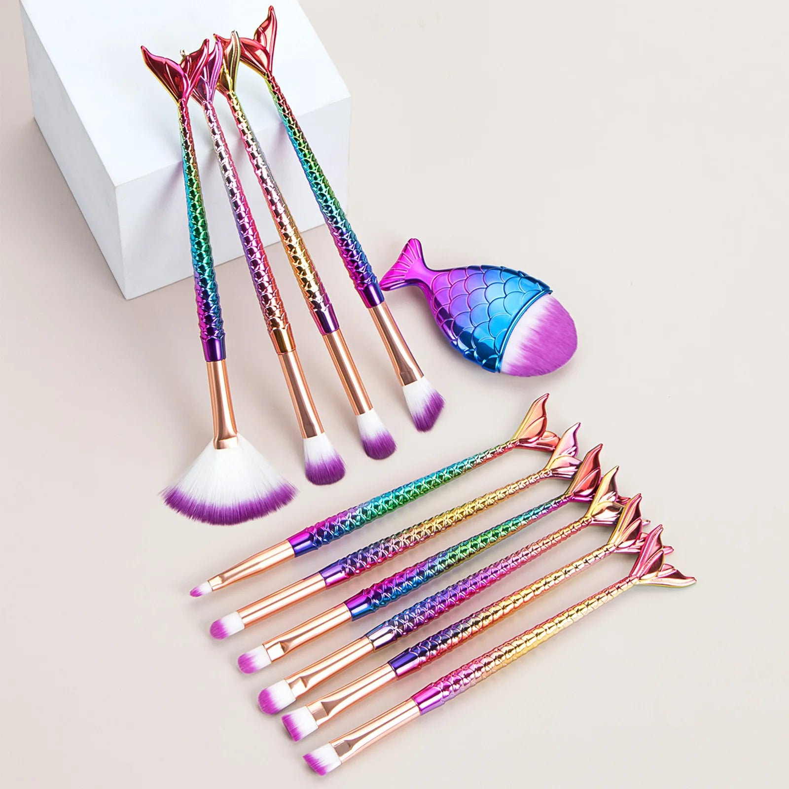 11Pcs Makeup Brushes Kit Maquiagem Maquillaje New Mermaid Foundation Eyebrow Eyeliner Cosmetic Makeup Brushes
