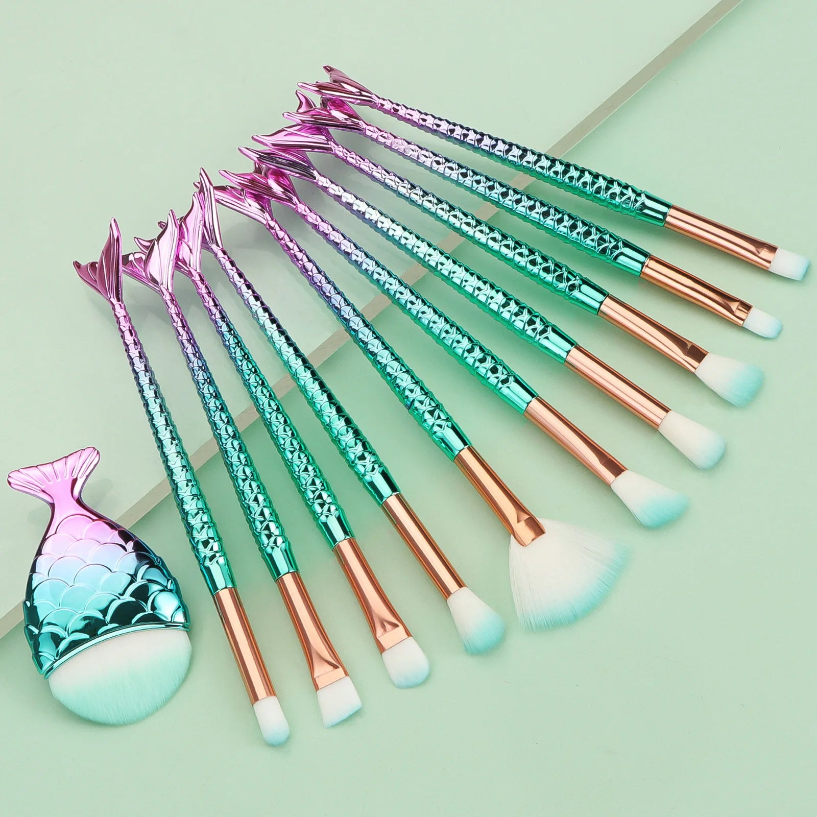 11Pcs Makeup Brushes Kit Maquiagem Maquillaje New Mermaid Foundation Eyebrow Eyeliner Cosmetic Makeup Brushes