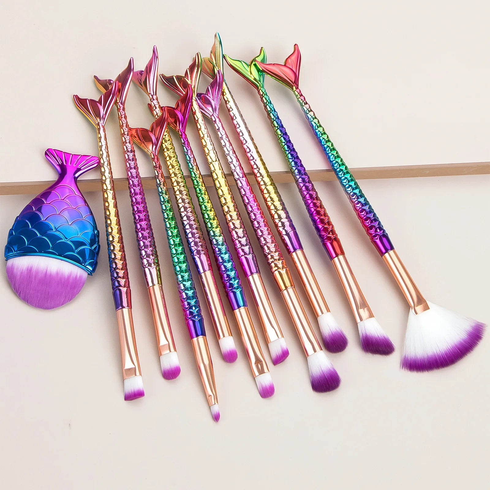 11Pcs Makeup Brushes Kit Maquiagem Maquillaje New Mermaid Foundation Eyebrow Eyeliner Cosmetic Makeup Brushes
