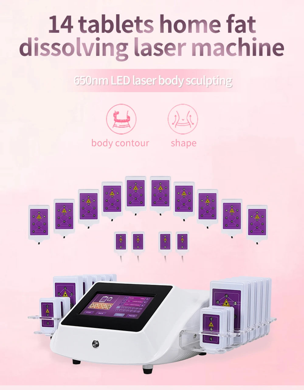 Máquina láser Profesional Para reducción De Grasa, Equipo De Belleza Anticelulitis, Adelgazante, pérdida De Peso Corporal, 14 Al